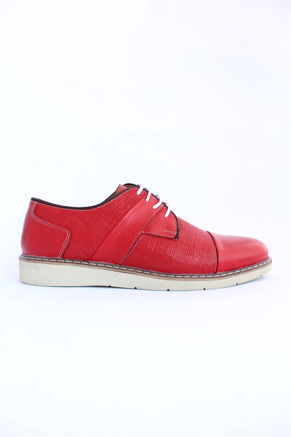 Mrd 0036   Poli Taban Kırmızı Deri Yazlık Erkek Ayakkabısı