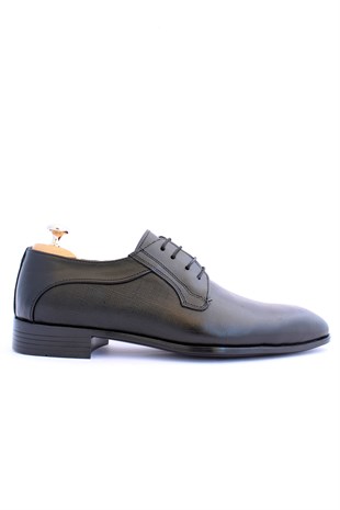emende -Mrd 00262  Klasik Siyah  Hakiki Deri Günlük Erkek Ayakkabısı