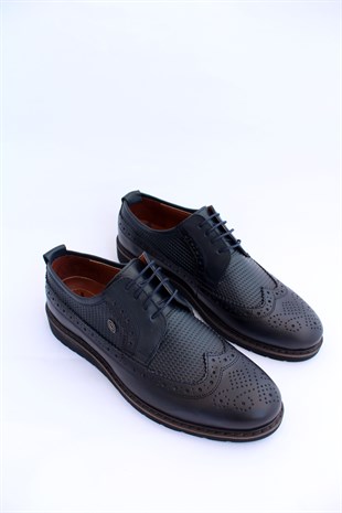 emende -Mrd 00417 Poli Taban Çifteyüz Klasik Lacivert Deri Günlük Erkek Ayakkabısı
