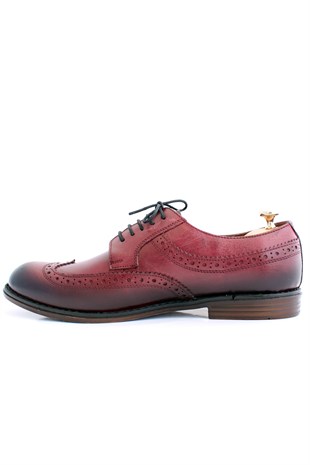 emende -Mrd 0054 Summer Series Klasik Bordo Deri  Günlük Erkek Ayakkabısı