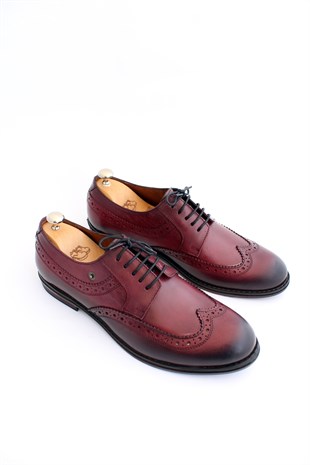 emende -Mrd 0054 Summer Series Klasik Bordo Deri  Günlük Erkek Ayakkabısı