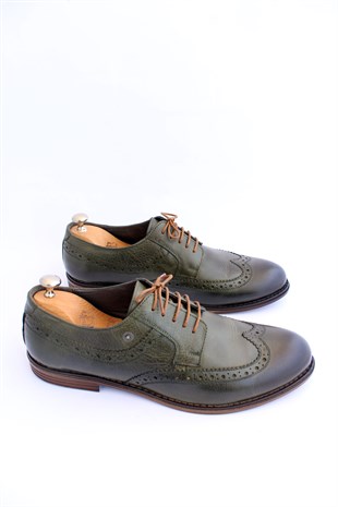 emende -Mrd 0054 Summer Series Klasik Yeşil Deri  Günlük Erkek Ayakkabısı