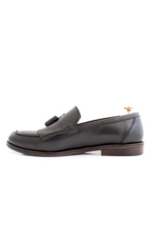emende -Mrd 0056 Summer Series Klasik Siyah Deri  Günlük Erkek Ayakkabısı
