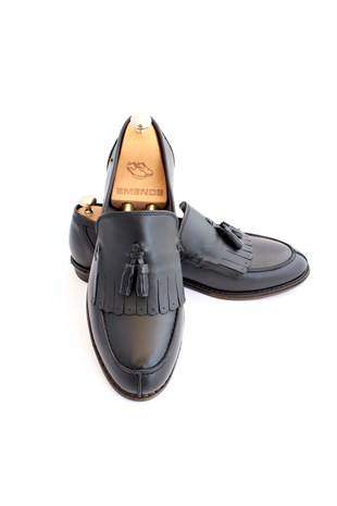 emende -Mrd 0056 Summer Series Klasik Siyah Deri  Günlük Erkek Ayakkabısı