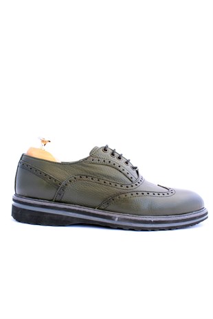 emende- Mrd 1167 Oxford Günlük Yeşil Poli Ortopedik Taban Hakiki Deri Erkek Ayakkabısı