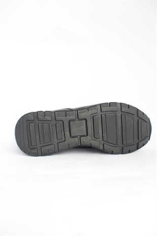 emende -Mrd 002028 Hakiki Deri Siyah Baskılı Termo Taban Erkek Spor Ayakkabısı