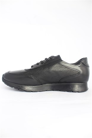 emende -Mrd 002028 Hakiki Deri Siyah Baskılı Termo Taban Erkek Spor Ayakkabısı