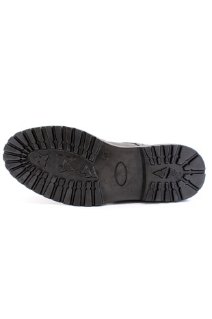 Hnt 0031 Siyah Çifteyüz  Yüksek Taban Klasik Erkek Ayakkabısı