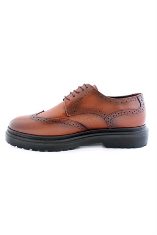 Hnt 0031 Taba Çifteyüz  Yüksek Taban Klasik Erkek Ayakkabısı