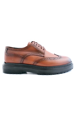 Hnt 0031 Taba Çifteyüz  Yüksek Taban Klasik Erkek Ayakkabısı