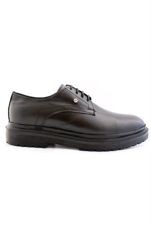 Hnt 0032 Siyah  Yüksek Taban Klasik Erkek Ayakkabısı