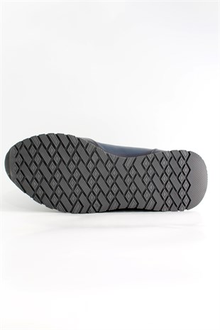 Hnt 004015 Yüksek Termo  Taban Hakiki Deri  Lacivert Sneaker Ayakkabı