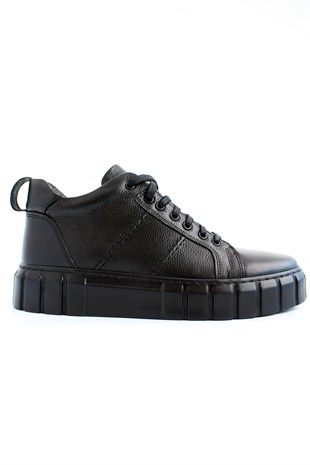 Hnt 005007 Siyah Erteta Yüksek Taban Sneakers Erkek Bot Ayakkabısı