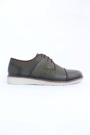 Mrd 0036   Poli Taban Yeşil Deri Yazlık Erkek Ayakkabısı