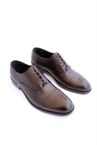 Mrd 00405 Oxford İçi Dışı Hakiki Kahve Deri Klasik Erkek Ayakkabısı